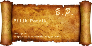 Bilik Patrik névjegykártya